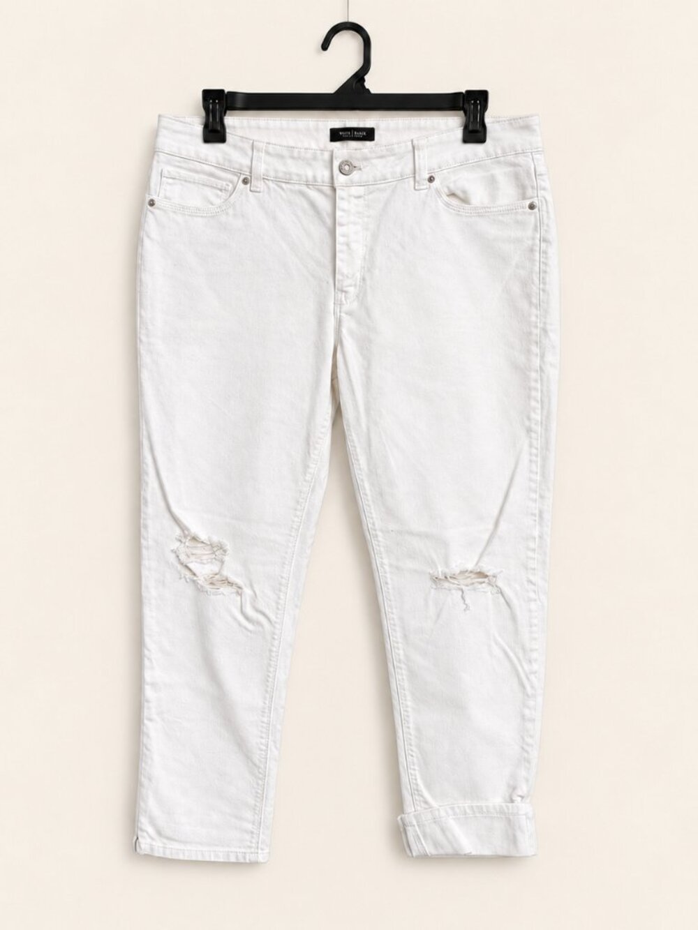 White House Black Market White Distressed Slim Crop Jeans Size 12